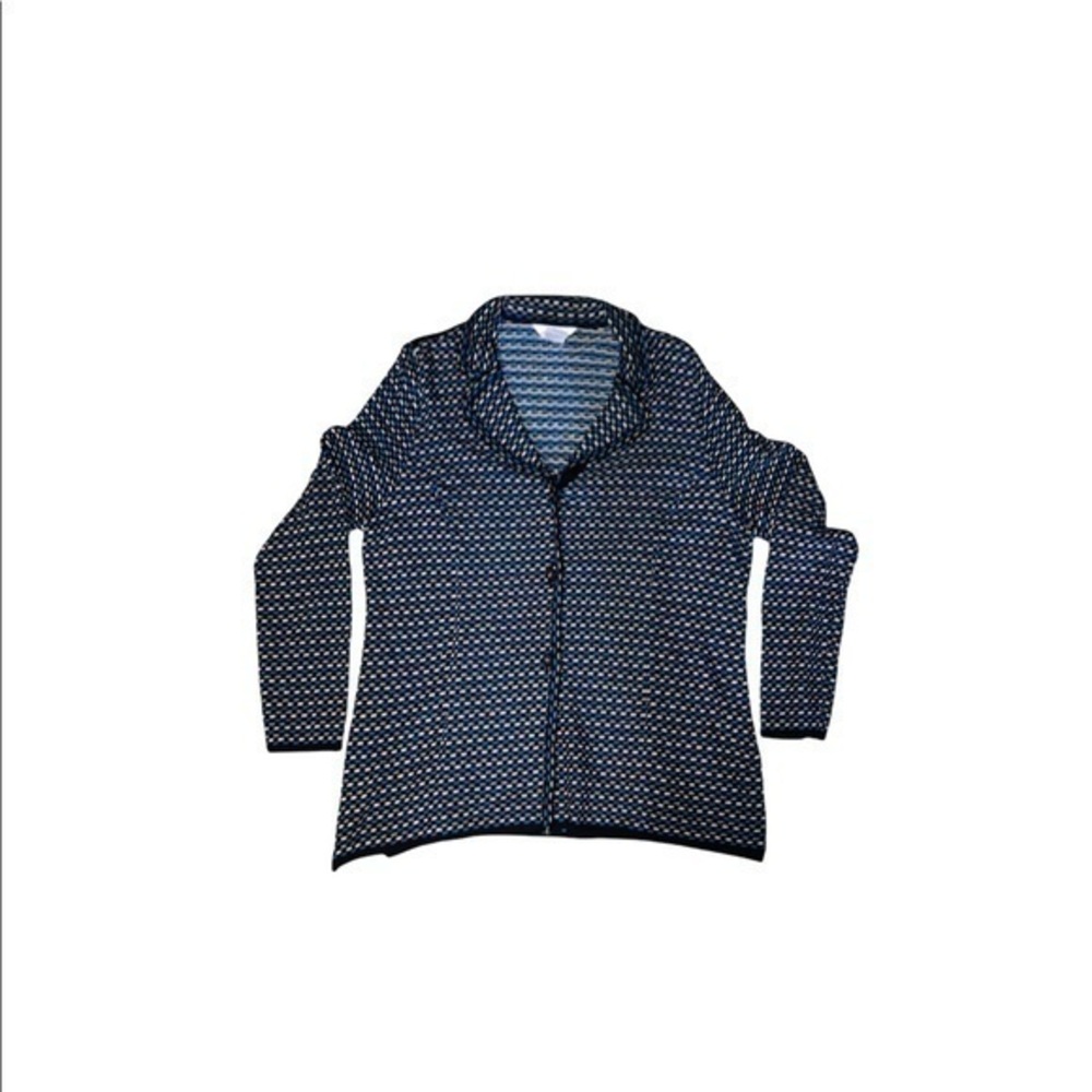 Misook black blue cardigan sweater knit